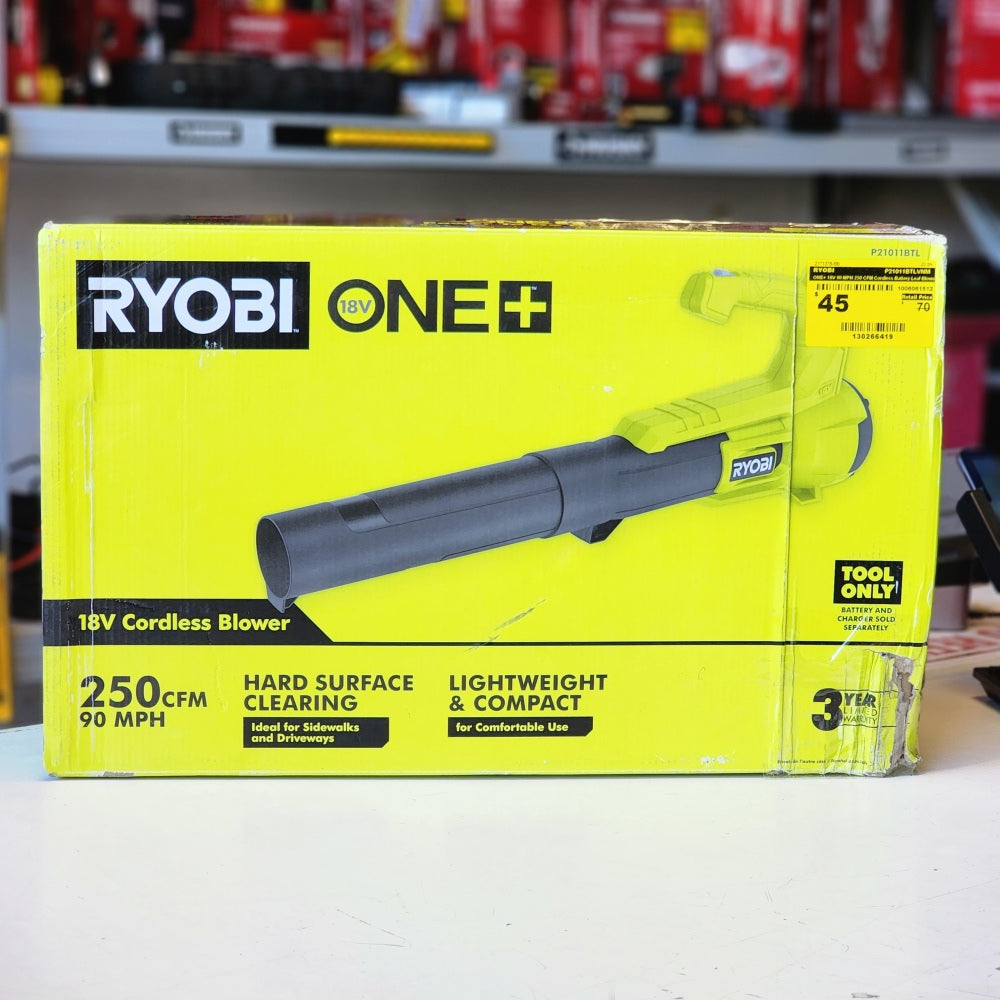 One + 18V 90 MPH 250 CFM Cordless Battery Leaf Blower One + 18V 90 MPH 250 CFM Cordless Battery Leaf Blower